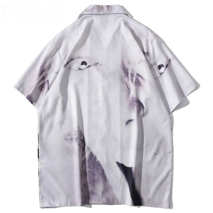 Y2K Eye Graphic Print Punk Shirt     - VONVEX