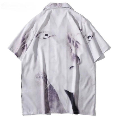 Y2K Eye Graphic Print Punk Shirt     - VONVEX