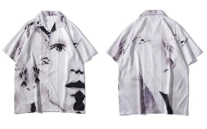 Y2K Eye Graphic Print Punk Shirt     - VONVEX