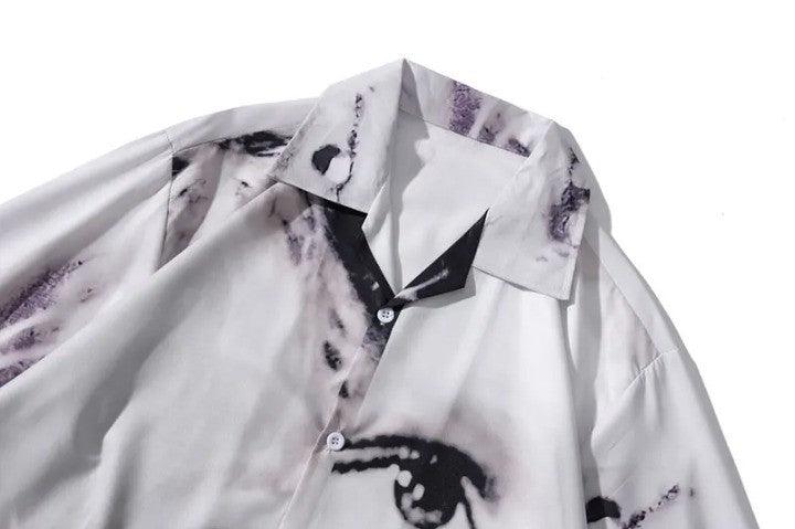 Y2K Eye Graphic Print Punk Shirt     - VONVEX