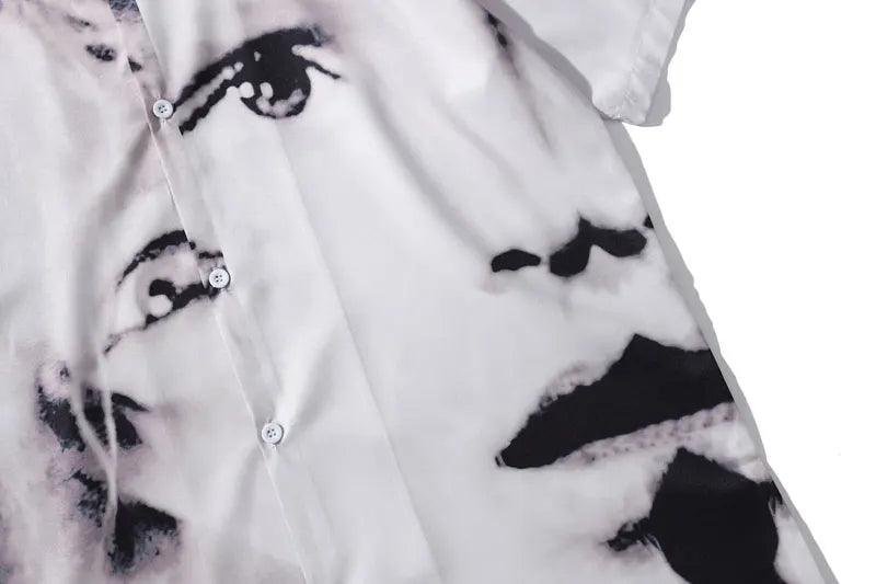 Y2K Eye Graphic Print Punk Shirt     - VONVEX