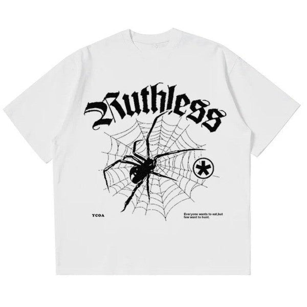 Y2K Gothic Spider T-Shirt  White S  - VONVEX