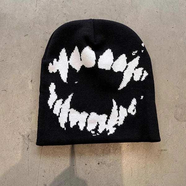 Y2K Knitting Beanies Goth Tooth Cap  Style-1   - VONVEX