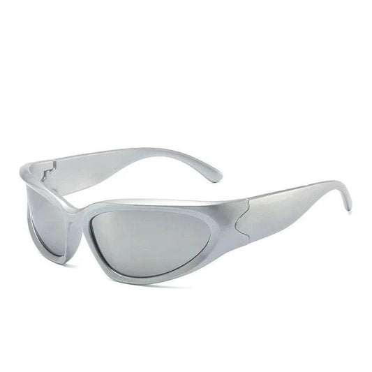 Y2K Luxury Punk Sport Sunglass  Silver Mirror Goggles  - VONVEX