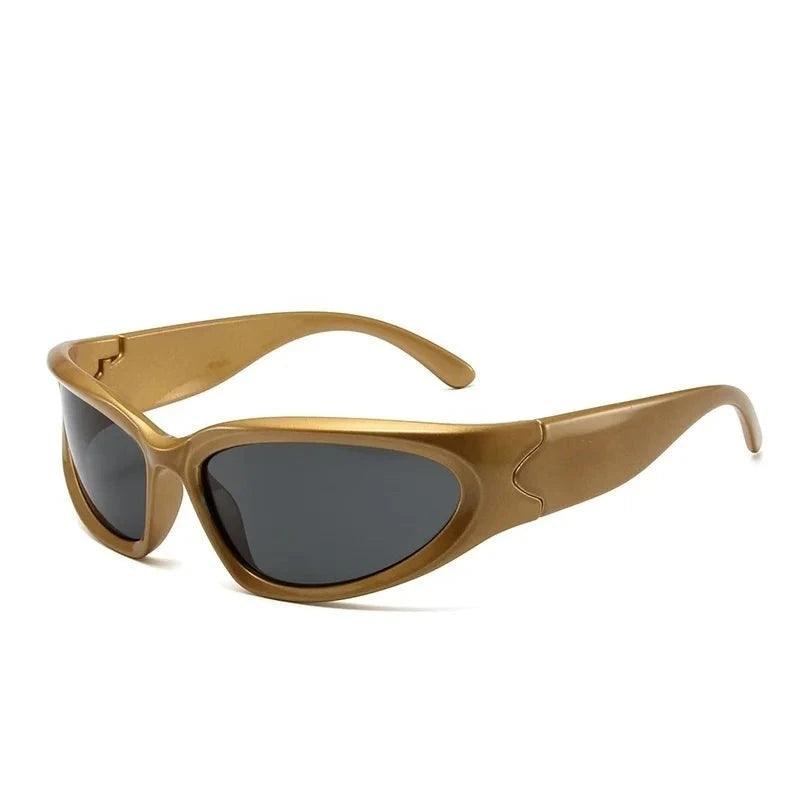 Y2K Luxury Punk Sport Sunglass  Gold Frame Goggles  - VONVEX