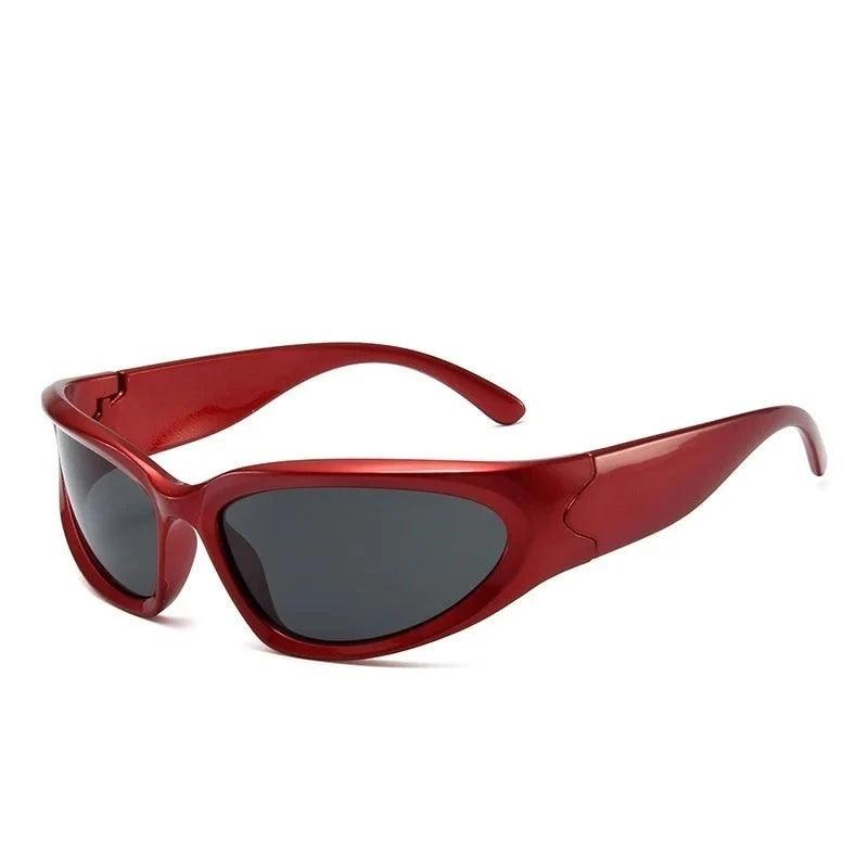 Y2K Luxury Punk Sport Sunglass  Red Frame Goggles  - VONVEX
