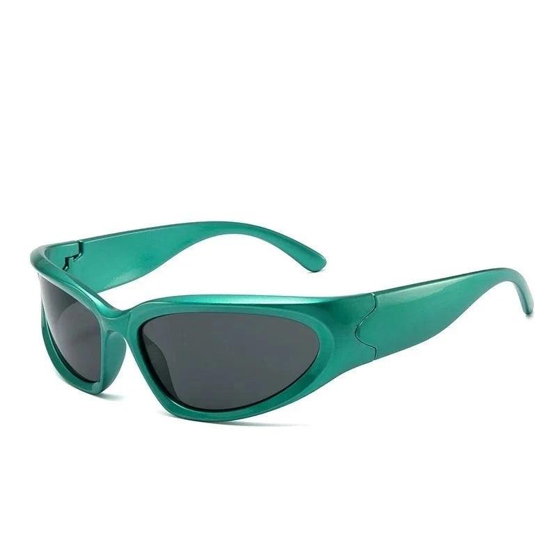 Y2K Luxury Punk Sport Sunglass  Green Frame Goggles  - VONVEX