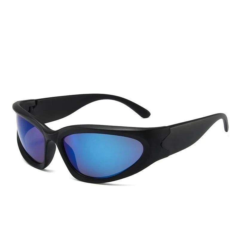Y2K Luxury Punk Sport Sunglass  Blue Mirror Goggles  - VONVEX