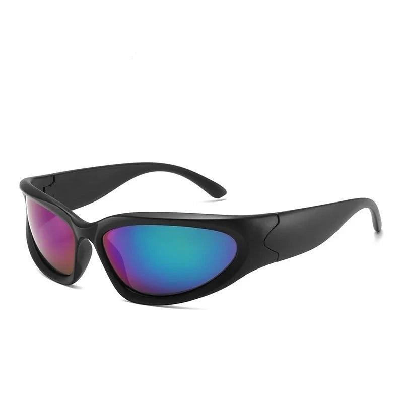 Y2K Luxury Punk Sport Sunglass  Green Mirror Goggles  - VONVEX