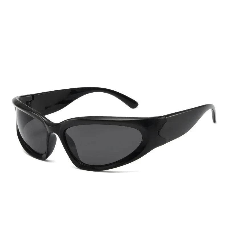 Y2K Luxury Punk Sport Sunglass  Bright Black Goggles  - VONVEX