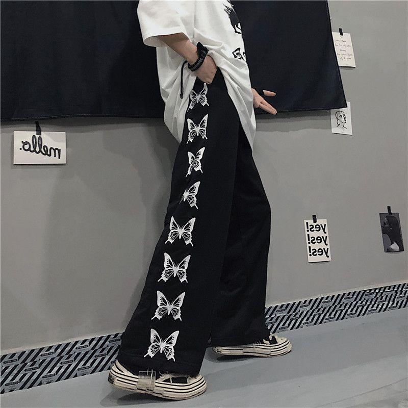 Y2k Oversize Wide Pants  Butterfly Black S  - VONVEX
