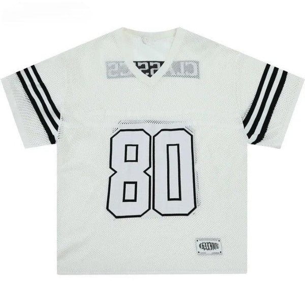 Y2K Retro Knitted Letter Oversized T-Shirt  White S  - VONVEX