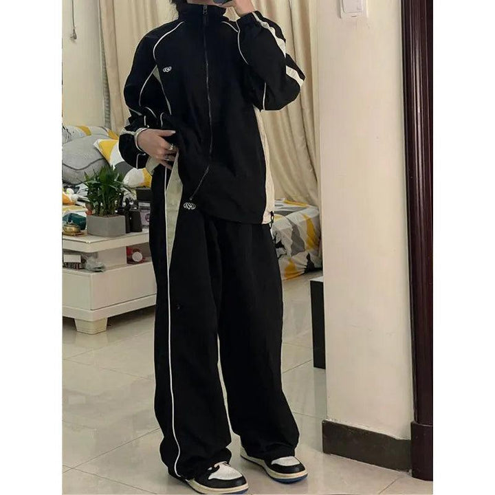 Y2k Retro Solid Wide Leg Sweatpant     - VONVEX