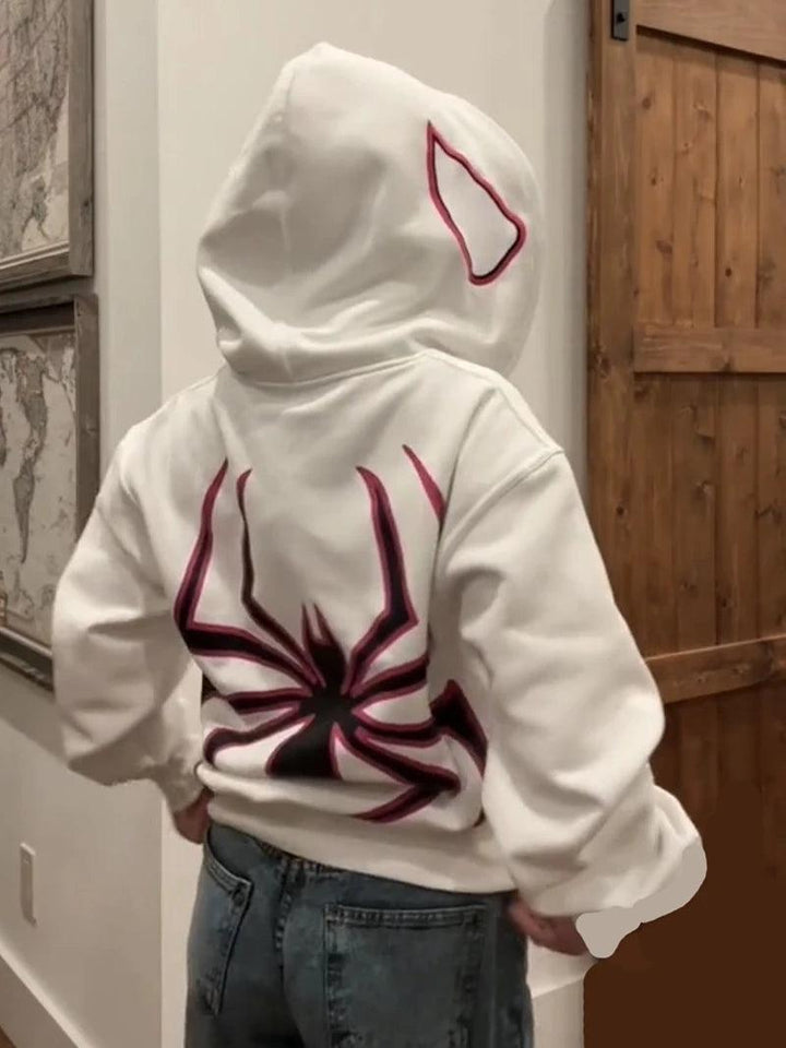 Y2K Spider Print Zipper Hoodie – VONVEX