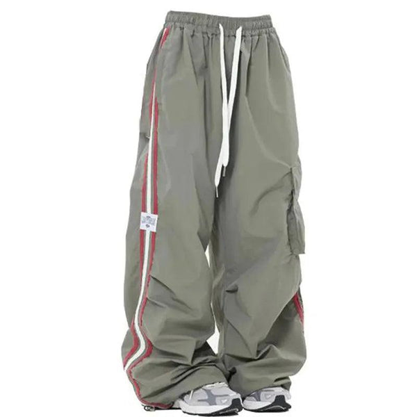 Y2K Striped Sport Cargo Pant  army green S  - VONVEX