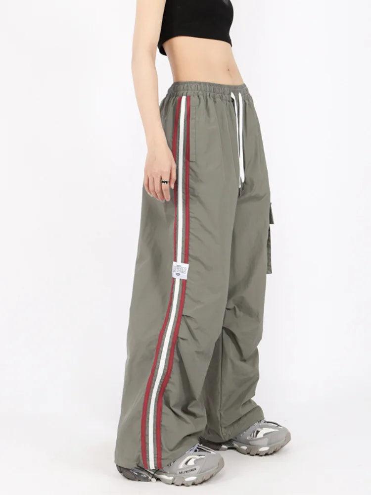 Y2K Striped Sport Cargo Pant     - VONVEX