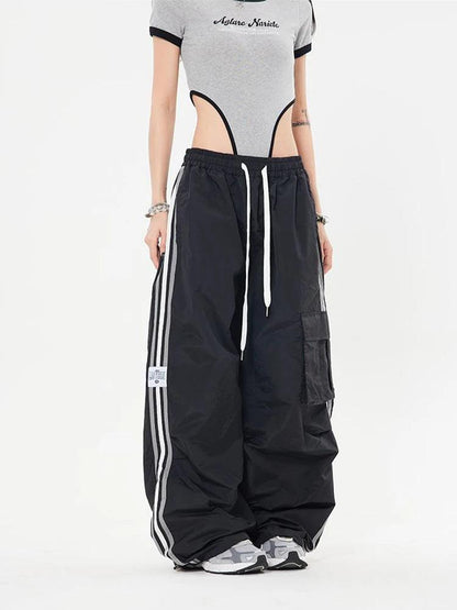 Y2K Striped Sport Cargo Pant     - VONVEX