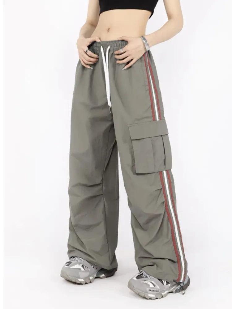 Y2K Striped Sport Cargo Pant     - VONVEX