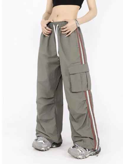 Y2K Striped Sport Cargo Pant     - VONVEX