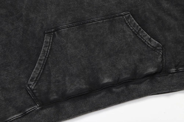Y2K Vintage Black Wash Hoodie     - VONVEX