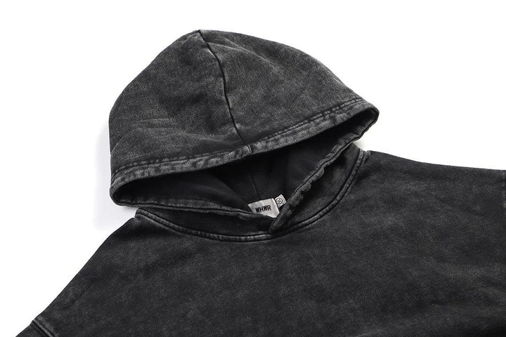 Y2K Vintage Black Wash Hoodie     - VONVEX