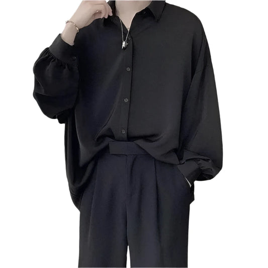 Casual Long-sleeved Shirt  Black M  - VONVEX