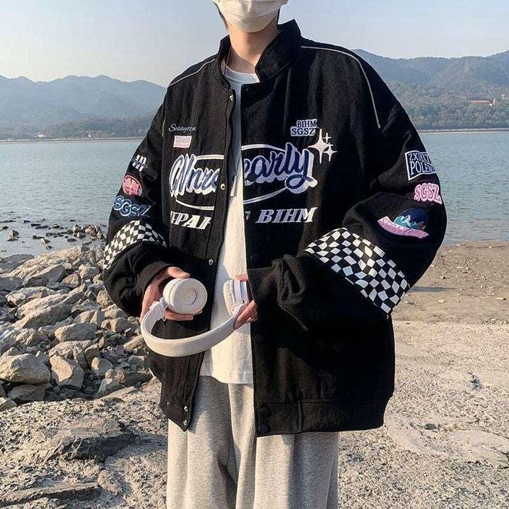 Embroidery Y2K Jacket jacket Black M  - VONVEX