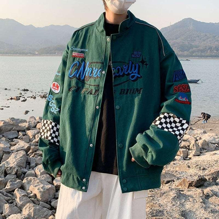 Embroidery Y2K Jacket jacket Green M  - VONVEX
