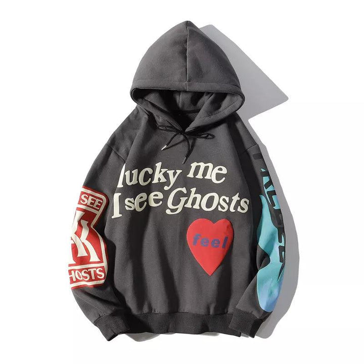 Lucky Me I See Ghosts Hoodie  Gray M  - VONVEX