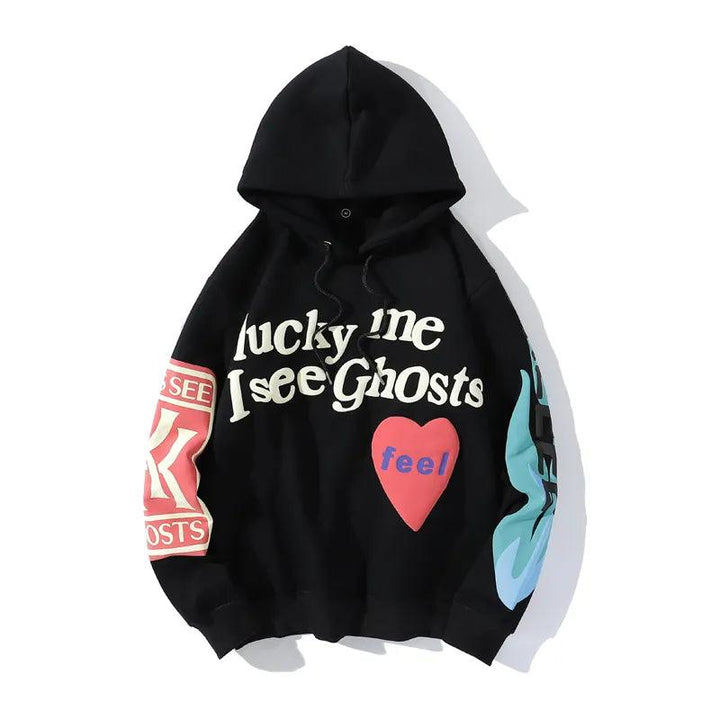 Lucky Me I See Ghosts Hoodie  Black M  - VONVEX