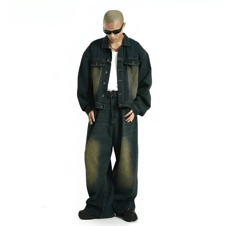Gold Fusion Baggy Jeans     - VONVEX