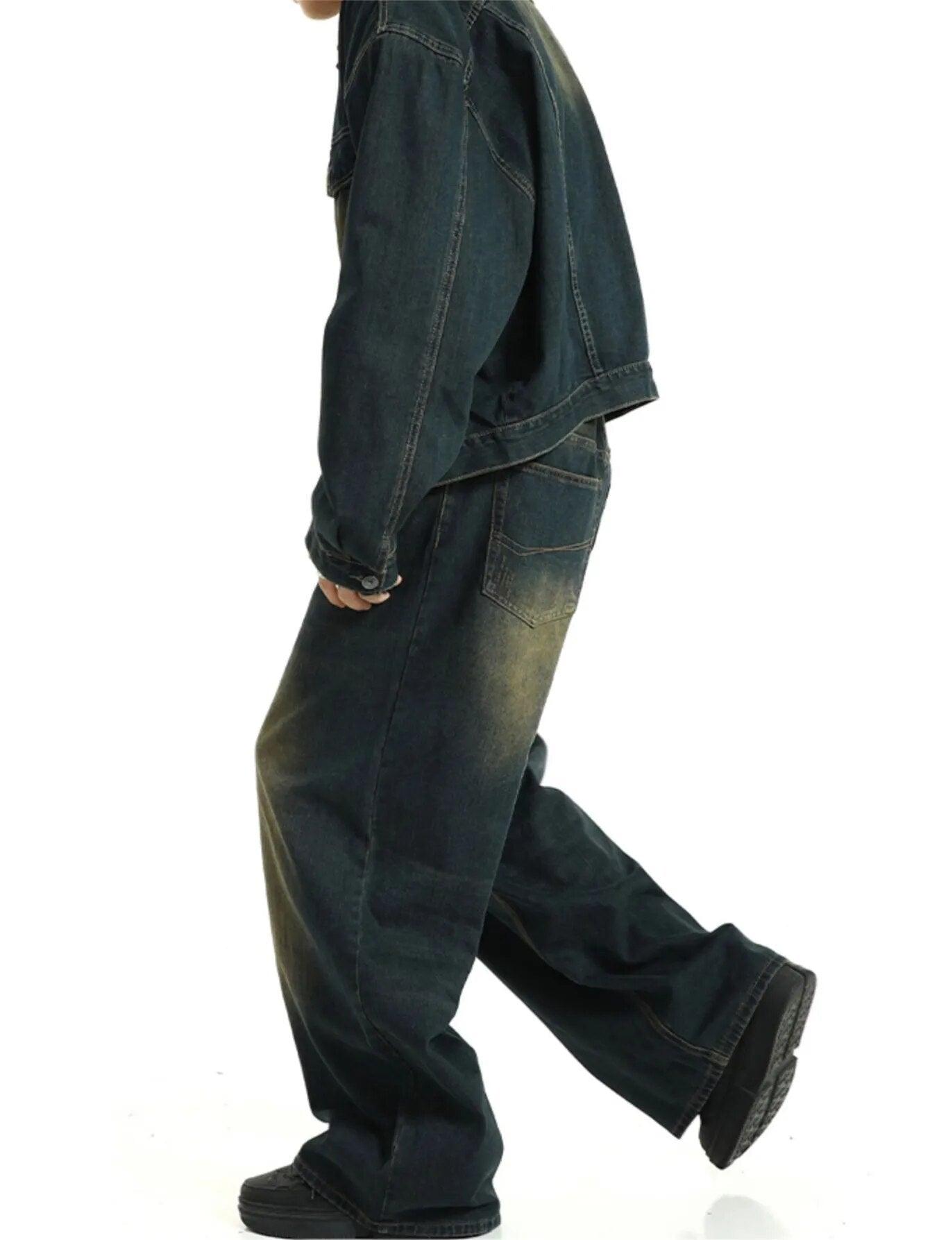 Gold Fusion Baggy Jeans     - VONVEX