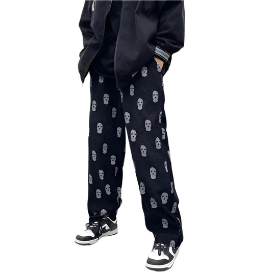 Gothic Skull Casual Pants  Black M  - VONVEX