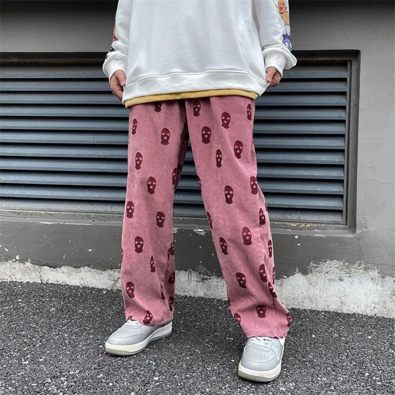 Gothic Skull Casual Pants  Pink M  - VONVEX