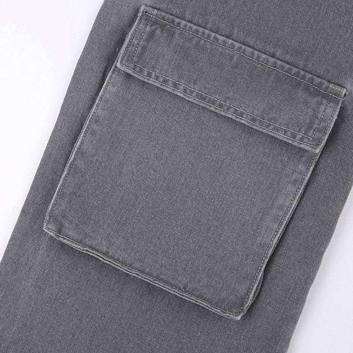 Y2K Gray Star Grunge Baggy Denim Pants     - VONVEX