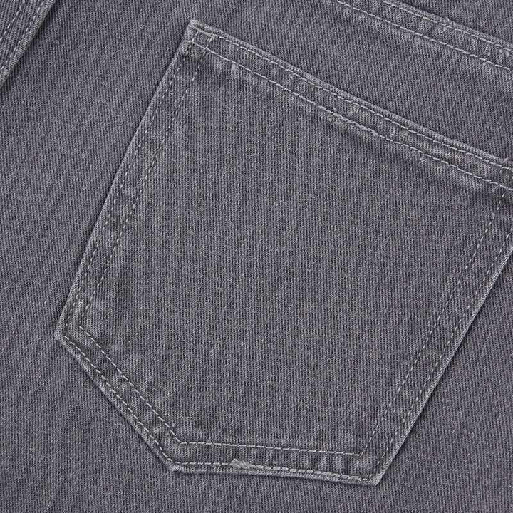 Y2K Gray Star Grunge Baggy Denim Pants     - VONVEX