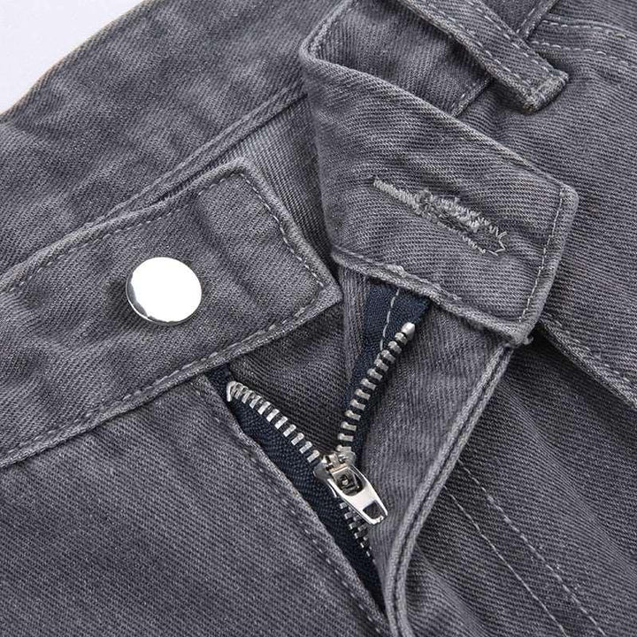 Y2K Gray Star Grunge Baggy Denim Pants     - VONVEX
