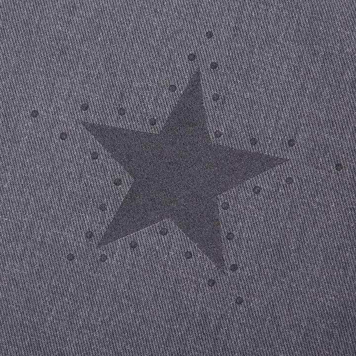 Y2K Gray Star Grunge Baggy Denim Pants     - VONVEX