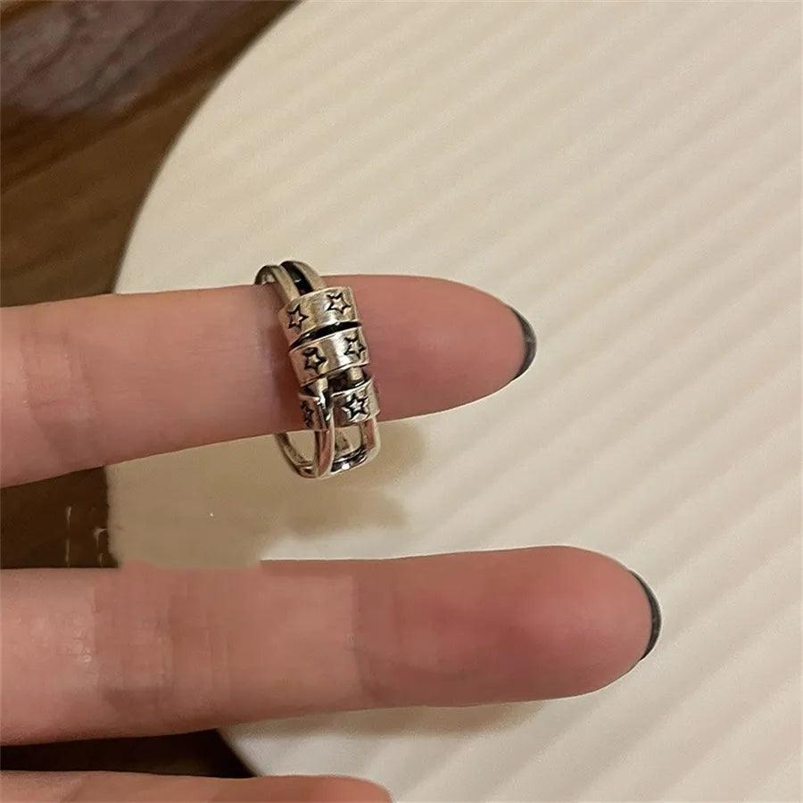 Harajuku Y2K Black Star Rings rings 3   - VONVEX