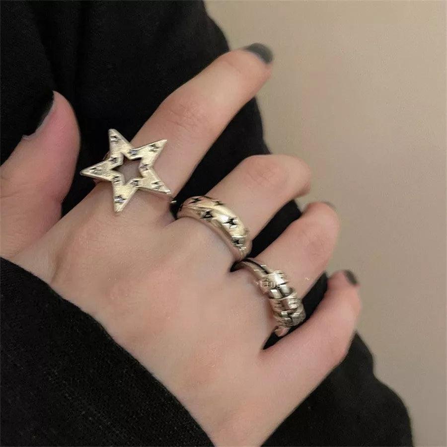 Harajuku Y2K Black Star Rings rings    - VONVEX