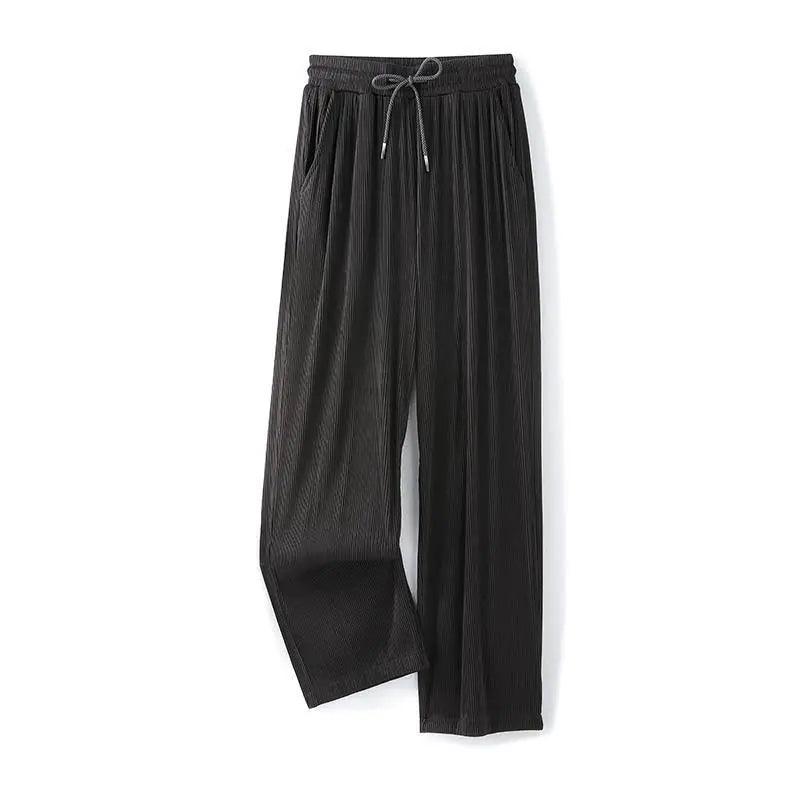 Loose Ice Silk Pants  black M  - VONVEX