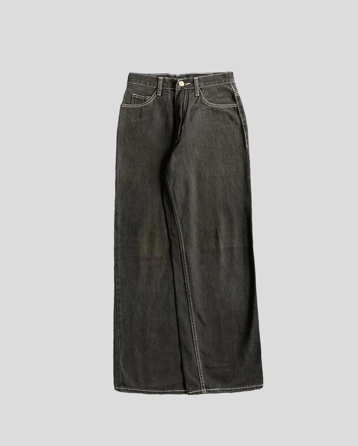 Retro Alien Embroidery Baggy Jeans     - VONVEX