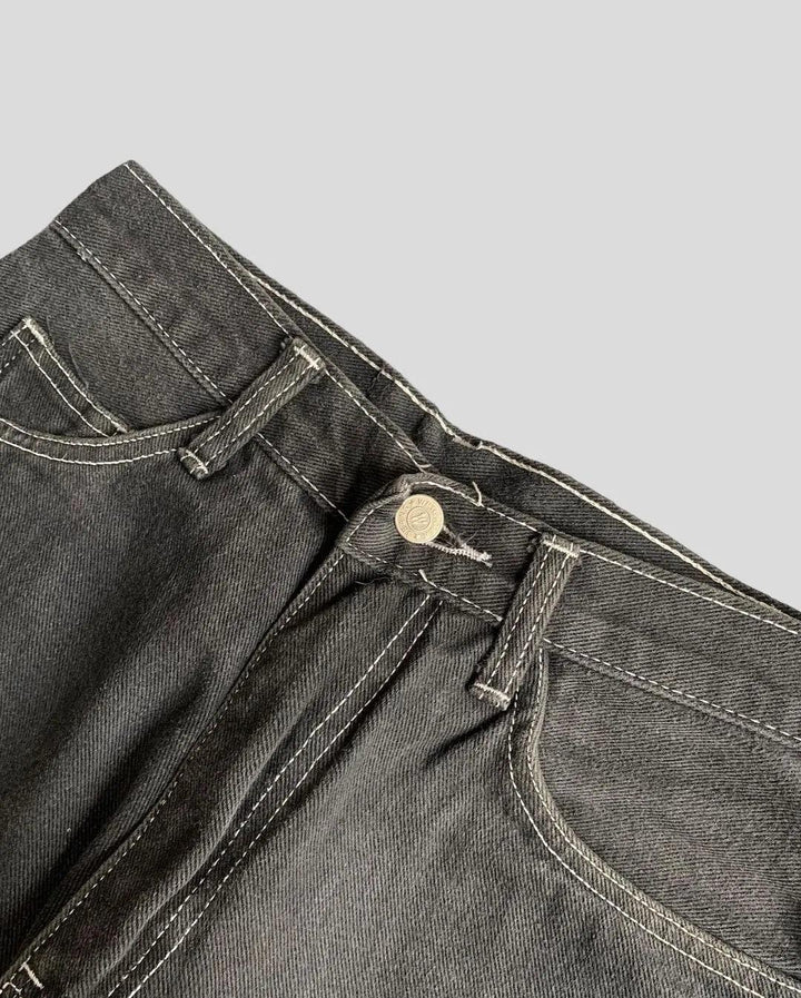 Retro Alien Embroidery Baggy Jeans     - VONVEX