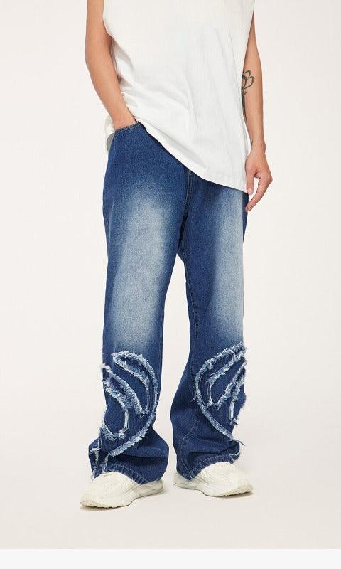 Ripped Denim Jeans  Blue 28  - VONVEX