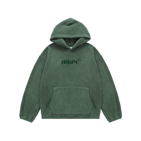 Y2K "Hope" Fleece Hoodie  Army green M  - VONVEX