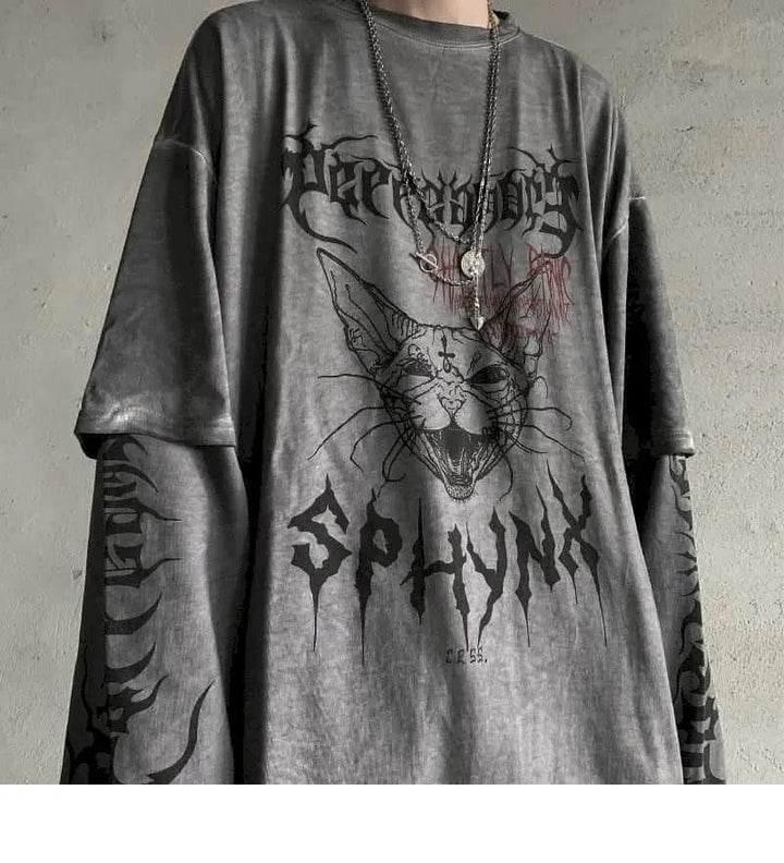 SPHYNX Harajuku Gothic T-Shirt     - VONVEX