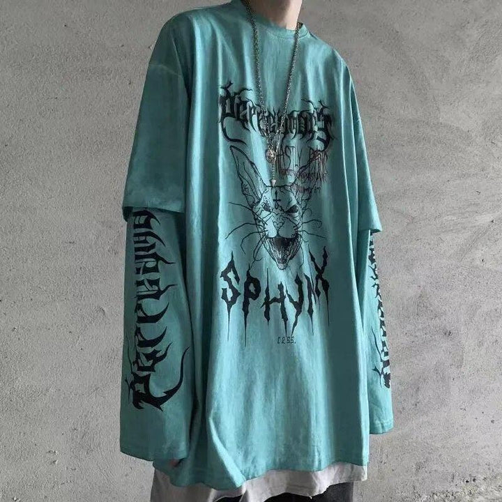 SPHYNX Harajuku Gothic T-Shirt  Green M  - VONVEX