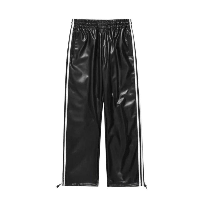 Straight Casual Leather Pants  Black XS  - VONVEX