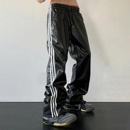 Straight Casual Leather Pants     - VONVEX