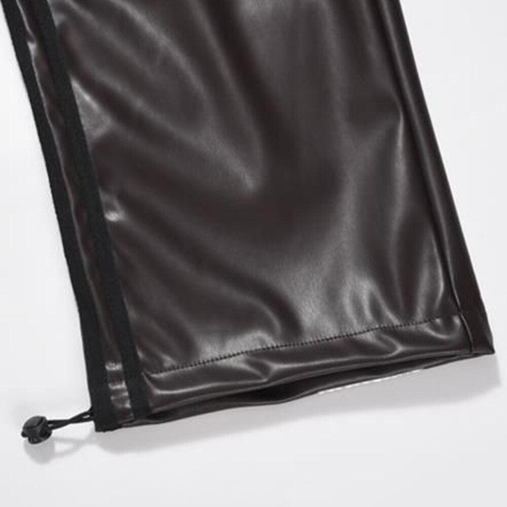 Straight Casual Leather Pants     - VONVEX